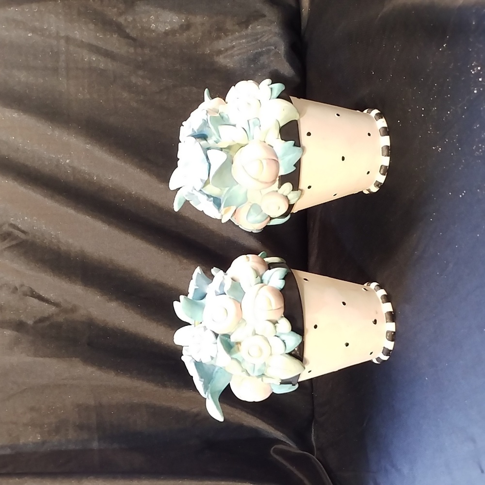 3/$25 CANDLE HOLDERS By MARY ENGELBREIT Set of 2 TAPER Vintage 1999